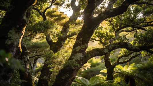 Lush sandalwood tree forest in New Zealand showcasing natural beauty and purity